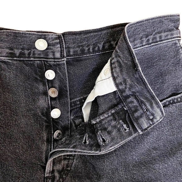 LEVI'S 501 Black Denim High Waisted Cut Off Shorts - Picture 8 of 13